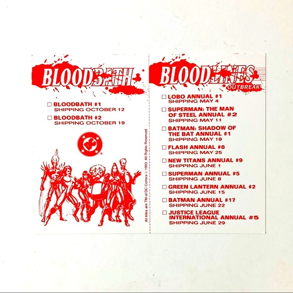 Vintage Bloodlines DC Comics Collector’s Checklist Card - Picture 3 of 4